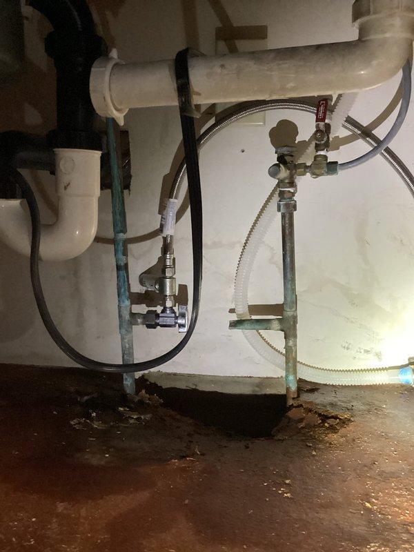 Responded to customer's kitchen sink leak where the shut off valve was leaking and faucet was corroded. Installed customer-supplied faucet (providing a missing locking nut) and replaced the cold-side shut off valve. Final inspection confirmed no active leaks in the system.