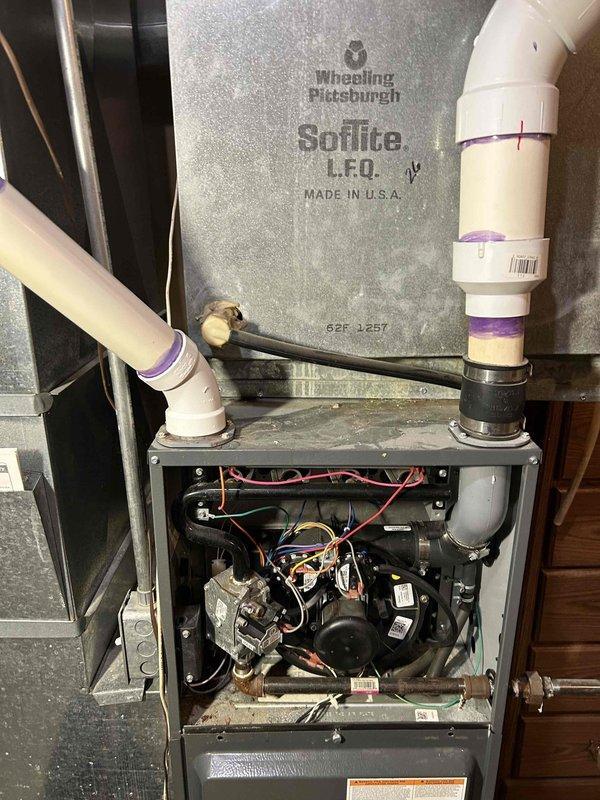 Responded to no-heat call for Goodman furnace. Diagnostic testing revealed hot surface igniter functioning correctly and gas valve receiving power, but zero gas pressure at inlet/outlet. Resistance testing confirmed failed gas valve, which was replaced to restore proper heating operation.