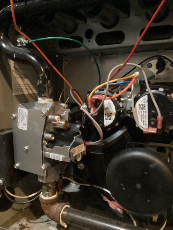 Successfully replaced gas valve on LP furnace. Unable to adjust gas pressure due to empty LP tank. Customer scheduled for LP delivery, will return after fill to complete pressure calibration.