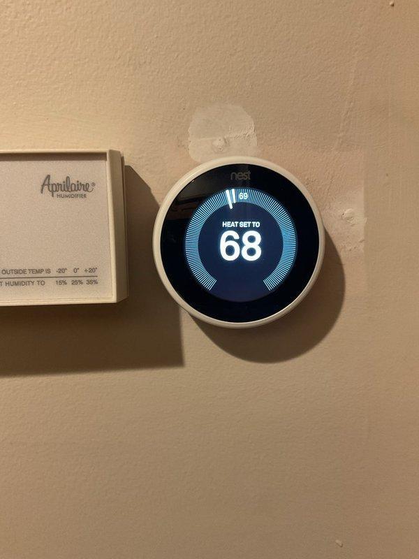 Performed standard furnace tune-up service and inspection on unit with Nest thermostat and Aprilaire humidifier control system. Identified rust formation in heat exchanger which is functional but approaching end of life. Recommended customer begin researching replacement options for future planning.