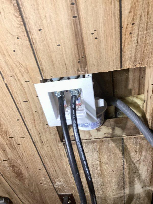 Responded to reported water leak at washing machine location. Upon inspection, identified failed washing machine supply hoses as source of leak. Removed deteriorated hoses and installed two new washing machine supply hoses with proper connections and fittings. Verified all connections were secure and tested for leaks. System restored to proper working condition with no active leaks detected upon completion.