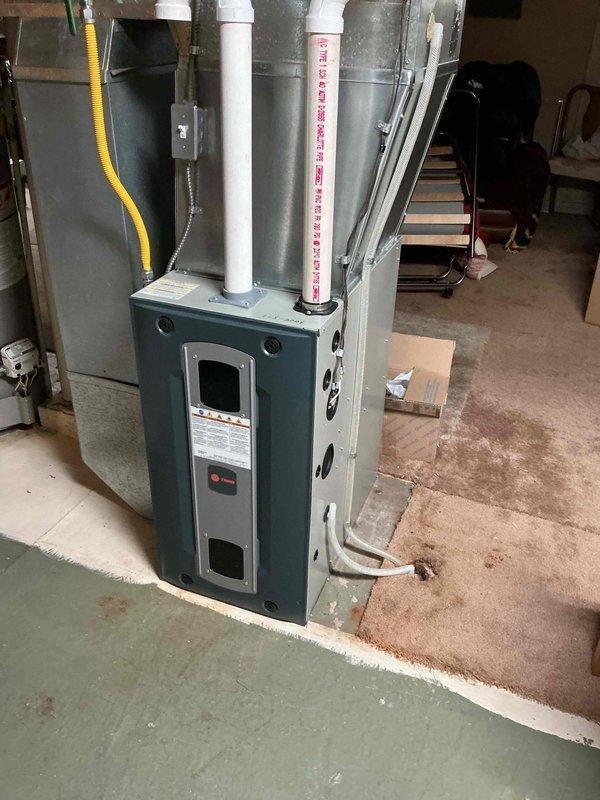 Installed new Gerber round Viper toilet (standard height) in basement as continuation of previous day's service. Completed removal of old fixture and secured new toilet with proper seals and connections.