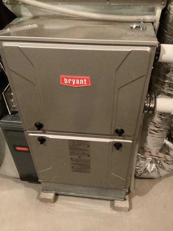 Performed comprehensive annual furnace maintenance on 10-year-old Bryant system with no issues found. Conducted complete system inspection including heat exchanger camera inspection, combustion testing, and verification of all safety components. Reset humidistat, serviced air exchanger (cleaned prefilters, checked core, restored power, verified defrost dampers and blower operation), and confirmed proper operation of furnace and humidifier systems.