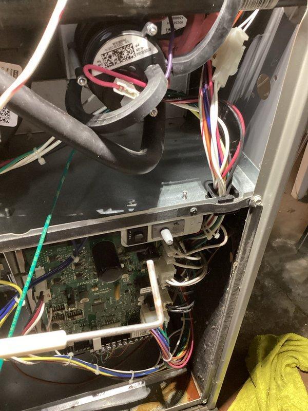 Responded to service call for water leaking from Lennox furnace. Diagnosed issue as non-operational condensate pump due to tripped GFCI outlet. Reset GFCI, verified proper pump operation through multiple test cycles, and confirmed normal system function. Inspected blower compartment, internal components, condensate drain lines, and pressure switches during troubleshooting.