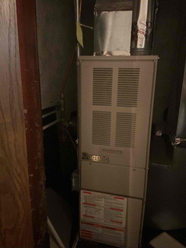 Responded to no-heat call for a Ducane furnace that was cycling off shortly after startup. Diagnosed dirty flame sensor causing improper flame detection and premature system shutdown. Cleaned flame sensor to restore proper operation and replaced dirty air filter. Noted beginning signs of wear on heat exchanger that should be monitored during future maintenance visits.
