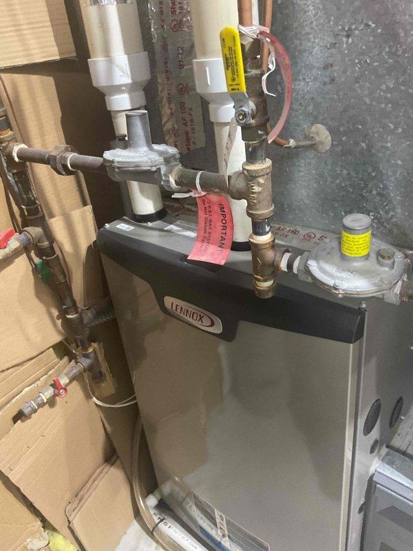 Replaced faulty pressure switches, igniter, and ECM blower motor on Lennox HVAC system. All components were installed and system tested to verify proper operation and restored heating functionality.