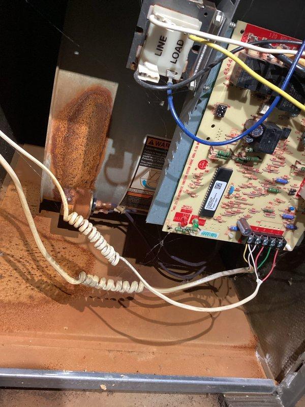 Responded to no-heat call where furnace would not start. Diagnosed stuck open limit switch due to homeowner forgetting to change filter after recent sheetrock work. Inspected heat exchanger (no defects found) while limit switch was removed. Noted significant rust on burners and in blower section/furnace deck, likely from previous AC condensate drainage issues. Provided estimate for replacement burners and discussed potential furnace replacement options with homeowner.