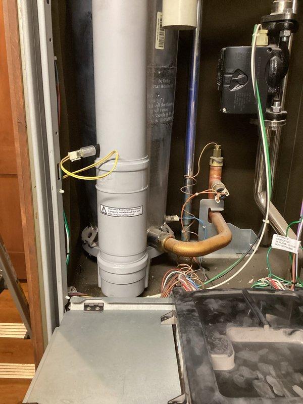 Completed Triangle Tube boiler recall warranty service involving installation of spark ignition kit and CO boiler interlock kit. Replaced ignitor, power module, control board, and combustion components per manufacturer recall specifications. Cycled system through multiple heating cycles, verified proper operation, and set combustion parameters on both high and low heating modes. All systems operating within normal parameters upon completion.