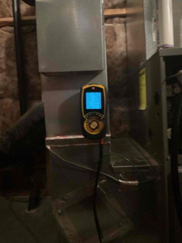 Responded to no-heat call. Upon arrival, system was operating normally with temperature at 69°F. Diagnostic testing revealed frost buildup on refrigerant lines, indicating possible refrigerant issues. Used digital measurement tools to verify system parameters. No repairs needed at time of service as unit was functioning properly.