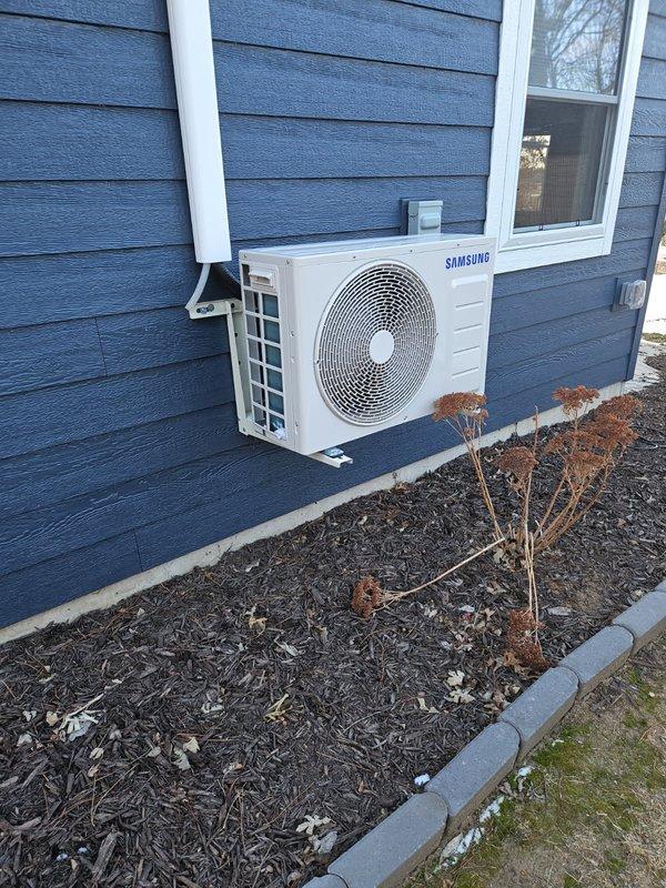 Responded to service call for a Samsung mini-split heat pump (approximately 1.5 years old) exhibiting intermittent C4 error codes and no heat operation. Upon testing, unit immediately entered defrost mode when temperature was increased. Consulted with technical support and performed diagnostic testing on temperature sensors, finding multiple sensors operating outside of specification parameters. Identified potential control board failure. Will return with replacement temperature sensors, wiring harness, and control board. If issues persist after component replacement, refrigerant charge will be evaluated.